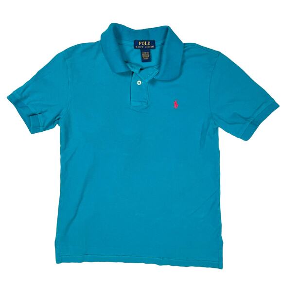Polo Ralph Lauren Polo Shirt Blue Short Sleeve Collared 100% Cotton Boys Medium - Picture 1 of 7